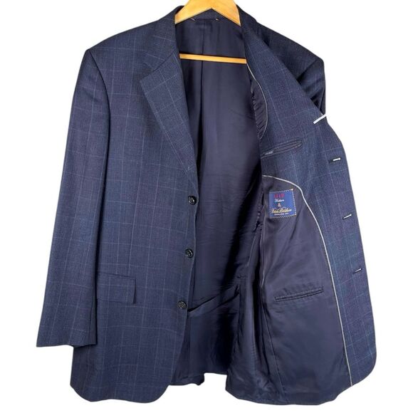 Brooks Brothers Madison 1818 blue windowpane wool men’s sportcoat blazer 41L - Picture 1 of 10